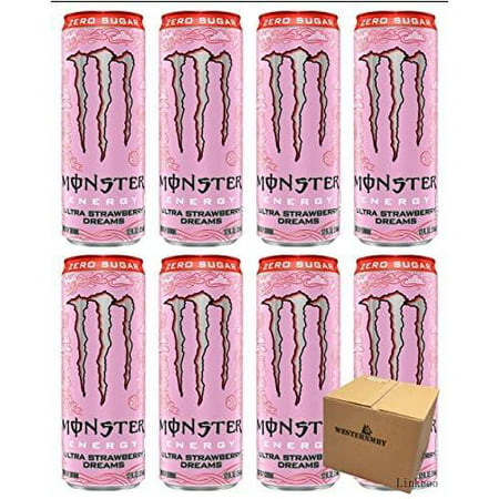 Monster Zero Sugar Ultra Strawberry Dreams Energy Drink  12 Fl Oz  8 Cans