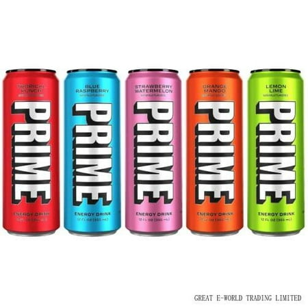 Prime Hydration Drink Energy Cans 5 Flavor Variety Pack - 200Mg Caffeine  Zero Sugar  300Mg Electrolytes  Vegan - 12 Fl Oz Cans - 5 Count (Packaged by