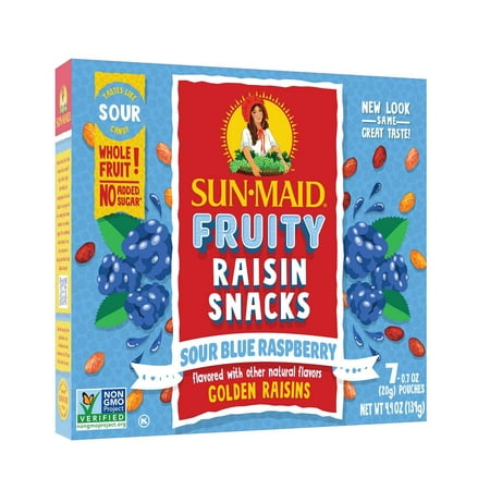 Sun-Maid Blue Raspberry Sour Raisin Snacks  0.7 Ounce (Pack of 3)
