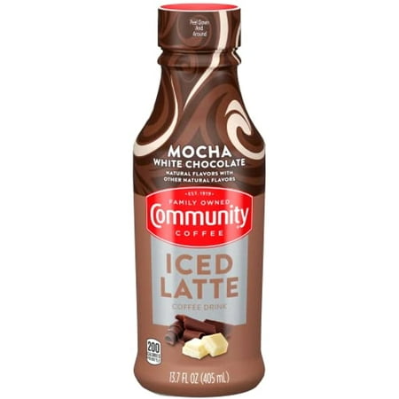 Community Coffee Mocha White Chocolate Iced Latte 13.7 Fl Oz Bottle (Pack of 12)