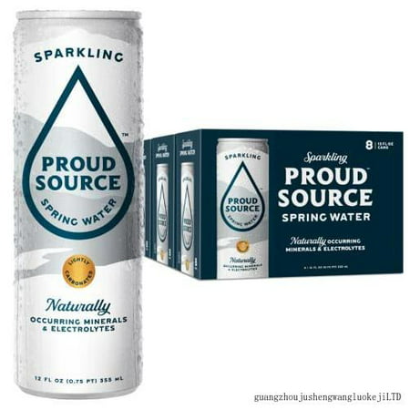 Proud Source Sparkling Spring Water  Natural Minerals Light Bubbles  Infinitely Recyclable Aluminum  BPA-Free (24 Pack 12 Oz Cans)
