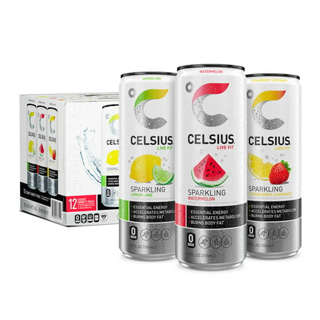 CELSIUS Sparkling Poolside Variety Pack  Functional Essential Energy Drink 12 Fl Oz (Pack of 12)