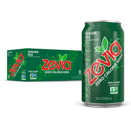 Zevia Zero Calorie  No Sugar Caffeine-Free Ginger Ale Soda Pop  12 Fl Oz  8 Pack Cans