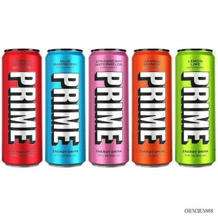 Prime Hydration Drink Energy Cans 5 Flavor Variety Pack - 200Mg Caffeine  Zero Sugar  300Mg Electrolytes  Vegan - 12 Fl Oz Cans - 5 Count (Packaged by