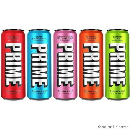 Prime Hydration Drink Energy Cans 5 Flavor Variety Pack - 200Mg Caffeine  Zero Sugar  300Mg Electrolytes  Vegan - 12 Fl Oz Cans - 5 Count (Packaged by