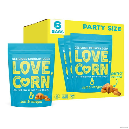 Salt & Vinegar | Delicious Crunchy Corn Natural Snack | 4oz X6 Bags | Non-gmo  Low-sugar  Gluten-free  Plant Based  Vegan  Low Sugar