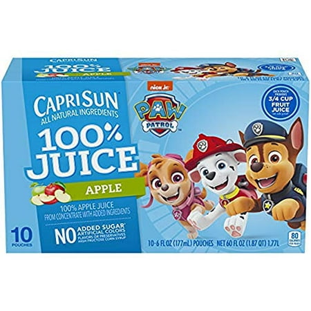 Capri Sun Apple 100% Juice Drink  10 Count (Pack of 1) (Package May Vary)