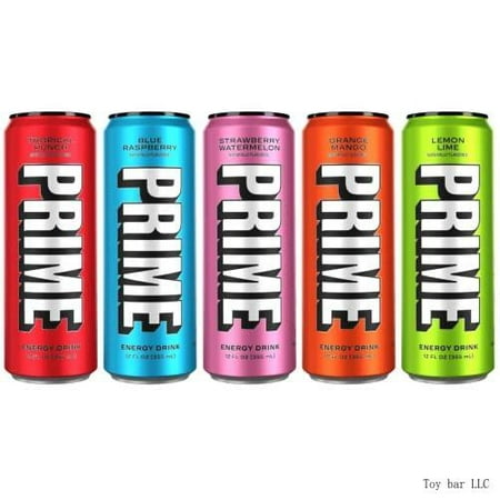 Prime Hydration Drink Energy Cans 5 Flavor Variety Pack - 200Mg Caffeine  Zero Sugar  300Mg Electrolytes  Vegan - 12 Fl Oz Cans - 5 Count (Packaged by
