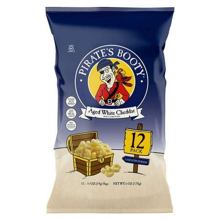 Pirate S Booty Aged White Cheddar Cheese Puffs  Healthy Kids Snacks  Gluten Free  0.5oz Individual Snack Sized Bags (Pack of 12)