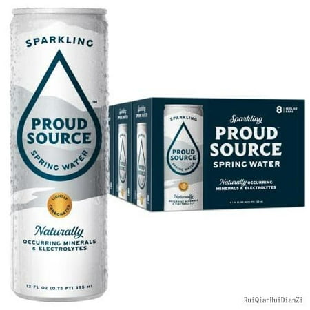 Proud Source Sparkling Spring Water  Natural Minerals Light Bubbles  Infinitely Recyclable Aluminum  BPA-Free (24 Pack 12 Oz Cans)