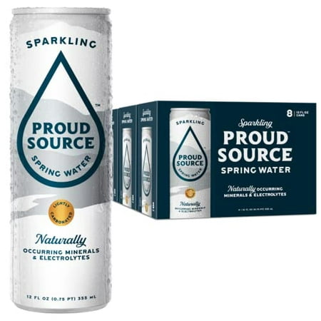 Proud Source Sparkling Spring Water  Natural Minerals Light Bubbles  Infinitely Recyclable Aluminum  BPA-Free (24 Pack 12 Oz Cans)