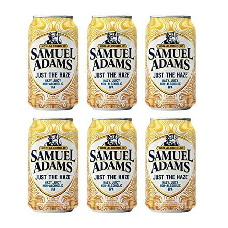 [Pack of 6] Samuel Adams Just the Haze Hazy  Juicy NA Non Alcoholic IPA Beer Drink - 12 Fl Oz