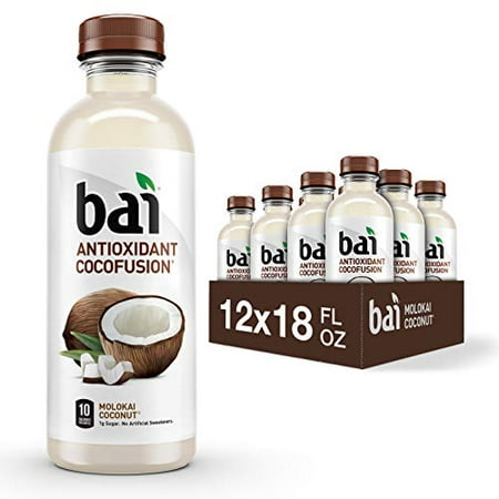 Bai Coconut Flavored Water  Molokai Coconut  Antioxidant Infused Drinks  18 Fl Oz (Pack of 12)