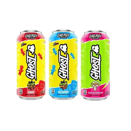 Ghost Energy Ready to Drink 16 Ounce Cans (Sour Patch Kids/Warheads Variety Pack  12 Cans)