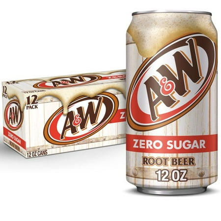 A&W Zero Sugar Root Beer Soda  12 Fl Oz Cans  12 Cans
