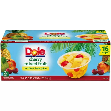 Dole Fruit Bowls Cherry Mixed Fruit in 100% Fruit Juice (4 Oz.  16 Ct.)
