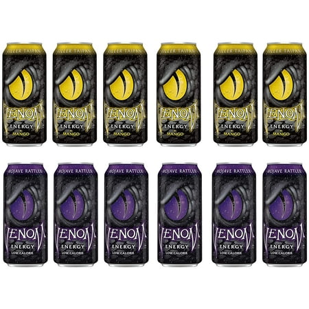 Venom Energy Variety Drink Pack  Pack of 12   16 Fl Oz   Killer Taipan (Mango) Energy Drink   Mojave Rattler (AKA Zero Sugar Original) Energy Drink