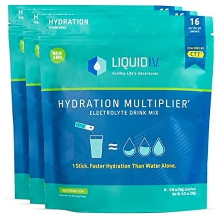Liquid I.V. Hydration Multiplier - Watermelon - Hydration Powder Packets | Electrolyte Drink Mix | Easy Open Single-Serving Stick | Non-Gmo | 48 Stick
