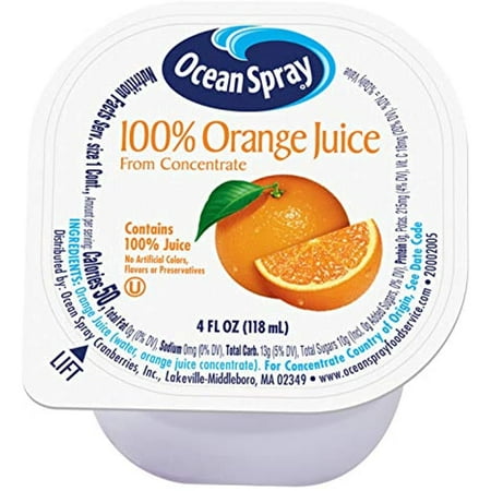 Ocean Spray 100% Orange Juice  4 Fl Ounce Cup (Pack of 48)
