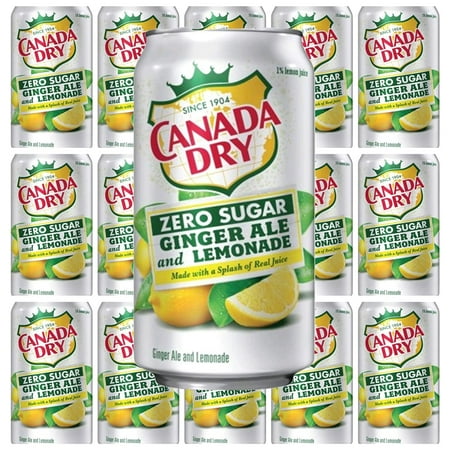 Canada Dry Zero Sugar Ginger Ale and Lemonade Soda  12 Fl Oz  15 Cans  Total 180 Fl Oz