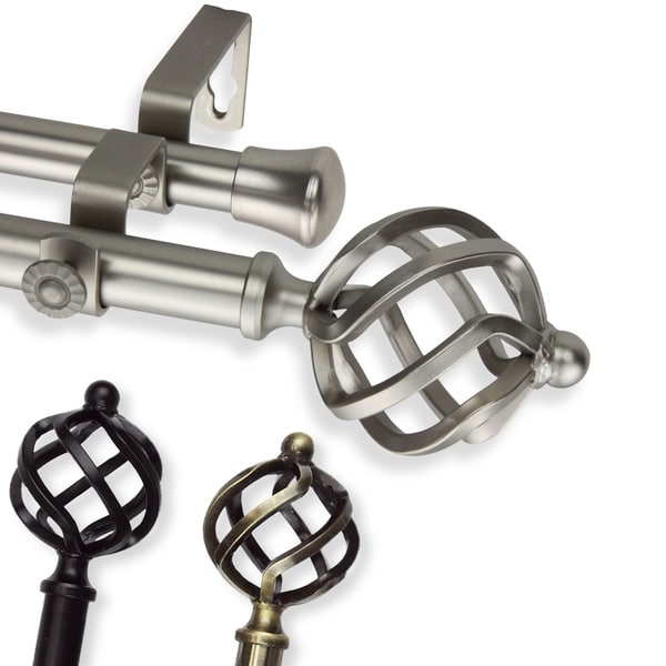InStyleDesign Torison Adjustable Double Curtain Rod Satin Nickel 120 to 170 Inch