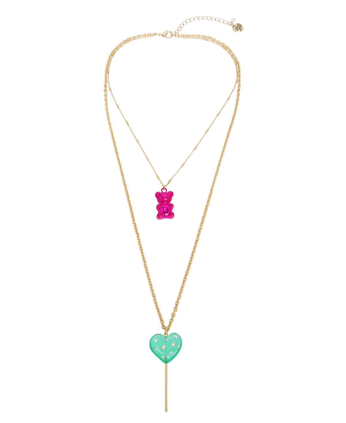 Betsey Johnson Mixed Chain Layered Necklace W/ Gummy Bear Pendant