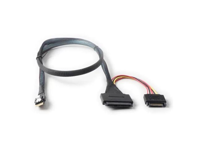 PCIe4.0 Slimsas SFF-8654 4i Male to SFF 8639 U.2 Hard Disk SSD Cable with 15cm 15Pin Power Extension Cord Wire