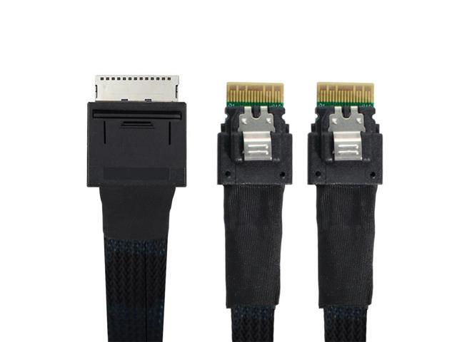OIAGLH OCuLink PCIe PCI-Express SFF-8611 8x 8-Lane to Dual SFF-8654 Slimline 4x SSD Data Active Cable 50cm