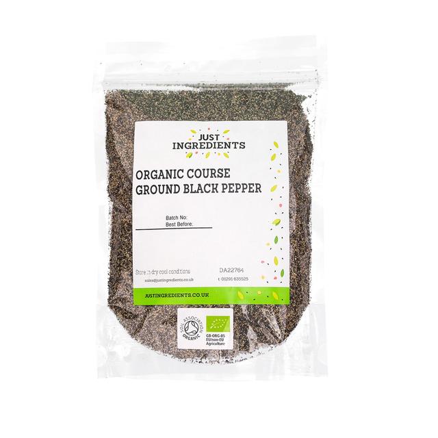 JustIngredients Organic Coarse Ground Black Pepper, 100g