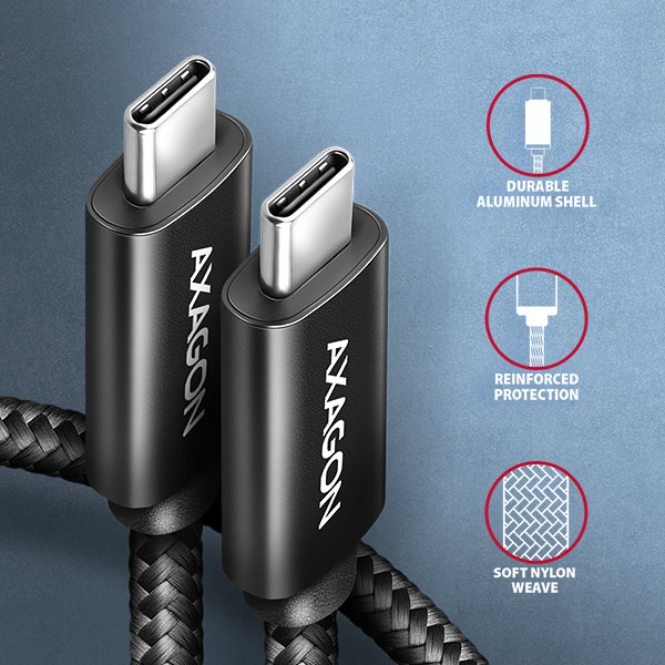 AXAGON BUCM2-CM10AB Charging Cable USB-C to USB-C 1 M Black thumbnail
