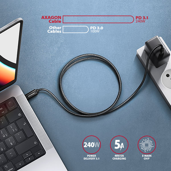 AXAGON BUCM2-CM10AB Charging Cable USB-C to USB-C 1 M Black thumbnail