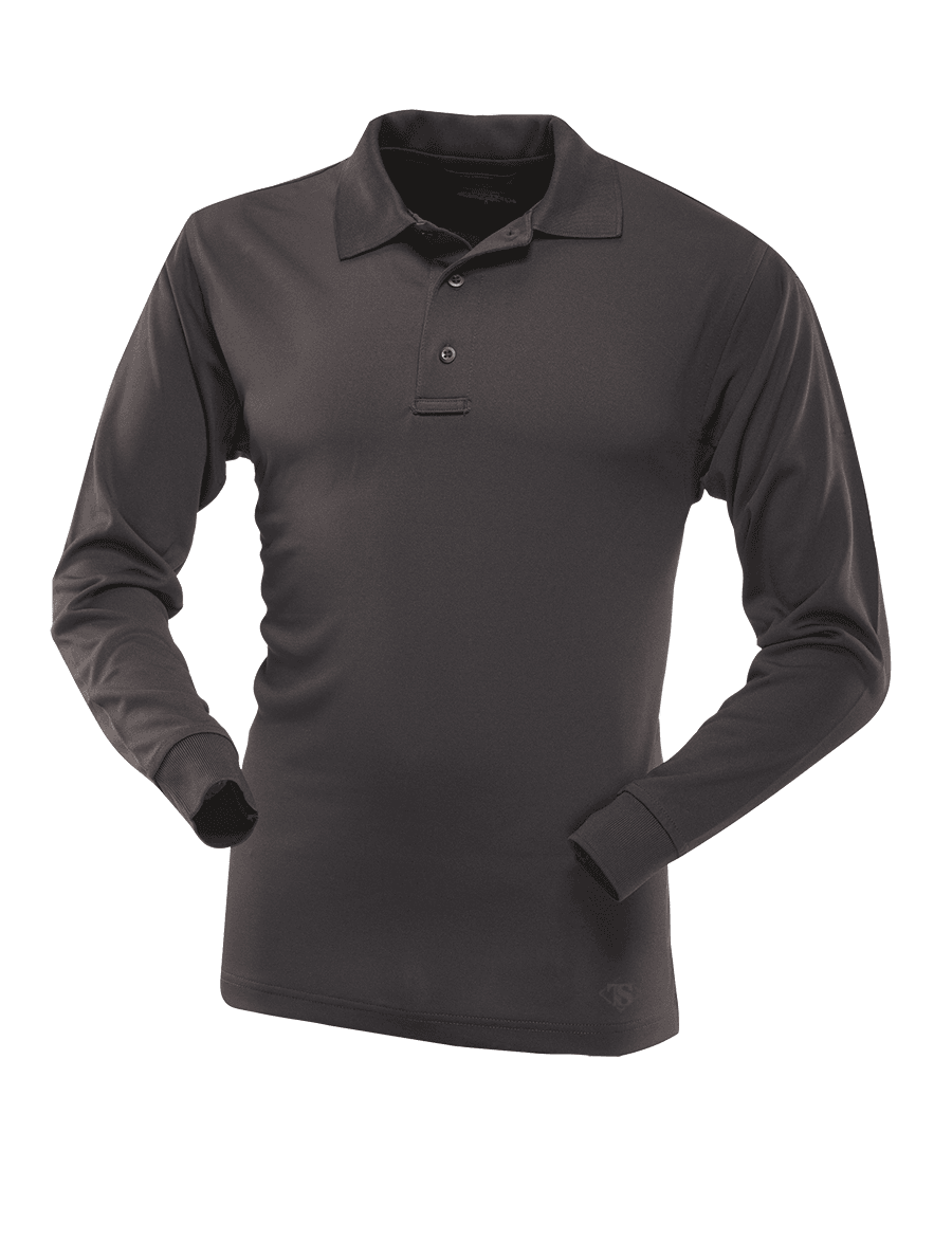 Tru-Spec Polo Shirt, 24-7 Performance Black 100% Poly Long Sleeve, 4Xl 4406009