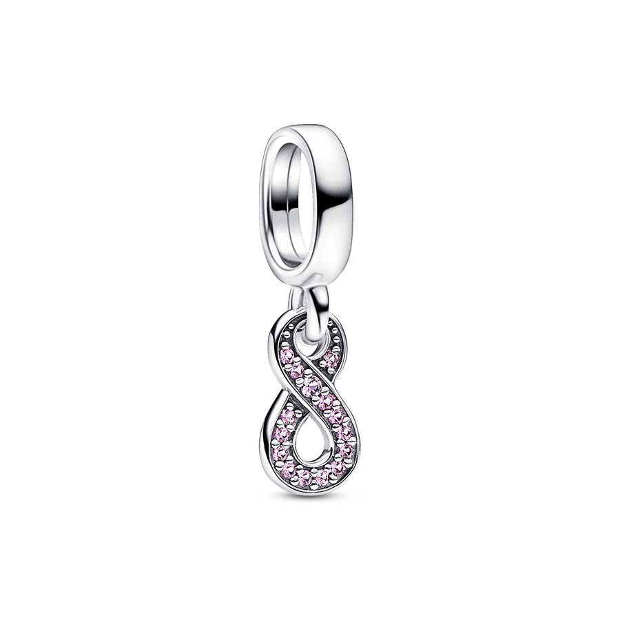 Pandora Sparkling Infinity Dangle Charm - Sterling Silver / Man-made Crystal / Pink