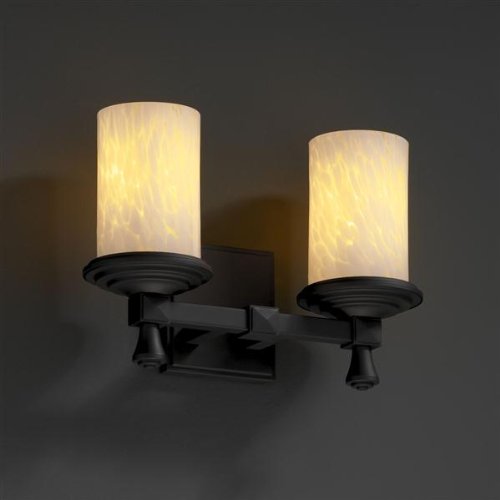 Justice Design Group FSN-8532-10-DROP Fusion 12.75 Deco 2 Light Bathroom Vanity Matte Black