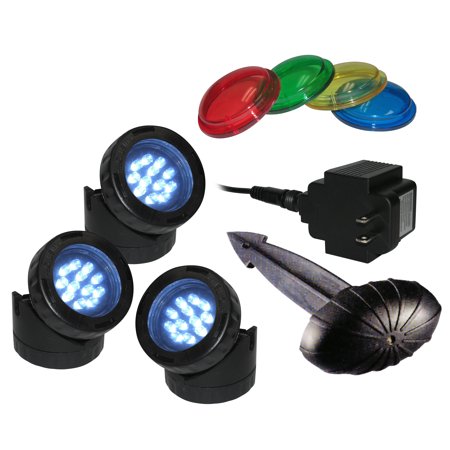Low Voltage Black Plug-in Outdoor LED Waterproof Multicolor Path Light for Pond Water Features and Garden (Set of 3)
