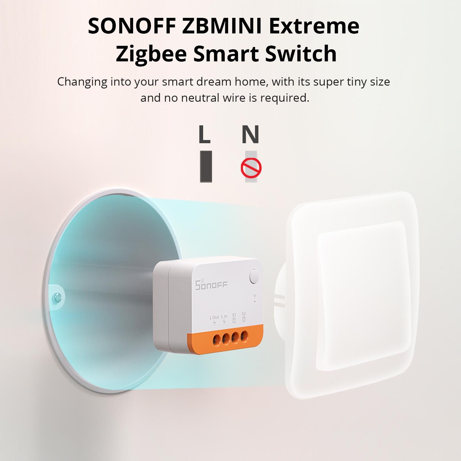 Sonoff Zbminil2 Zigbee Smart Light Switch,works with Alexa, Smartthings Hub, Google Home,no Neutral Required Light Switch 1pack 1pack