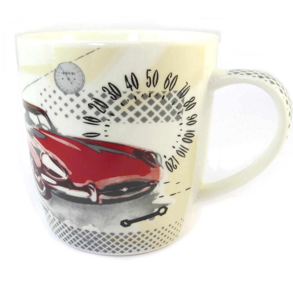Les Trésors De Lily [P0255] - Multicolored Beige 'Vintage Cars' Porcelain Mug (+ Metal Box)