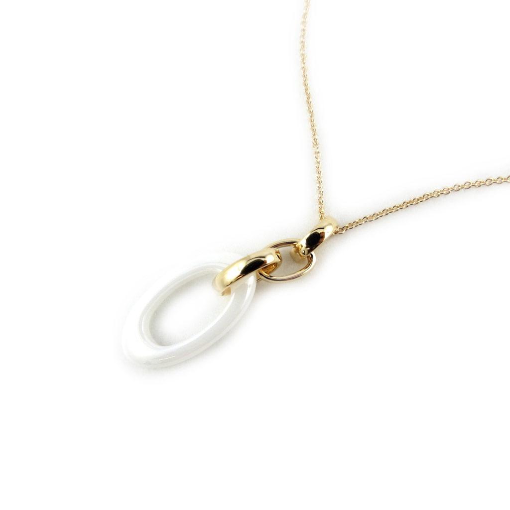 Les Trésors De Lily [L9545] - Gold-Plated Necklace 'Choreography' White Gold (ceramic) - 35x12 Mm