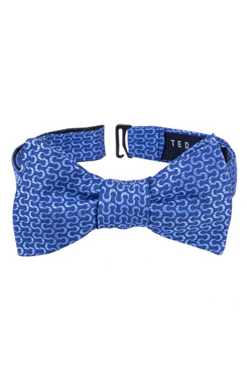 Men's Ted Baker London Charming Abstract Silk Bow Tie, Size One Size - Blue