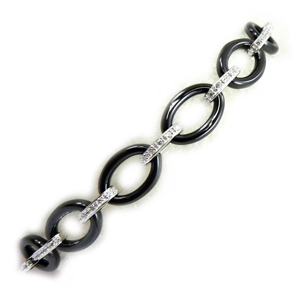 Les Trésors De Lily [L6331] - Bracelet Argent 'Sissi' Noir (céramique)