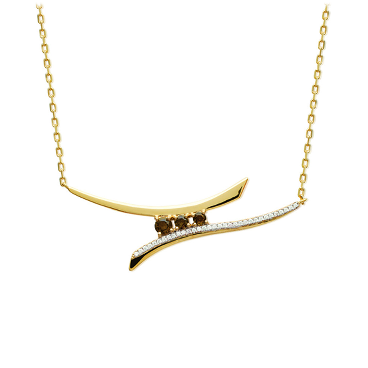 Les Trésors De Lily [N6974] - Collier Plaqué-or 'Anastacia' Ambre Doré - 55x15 Mm