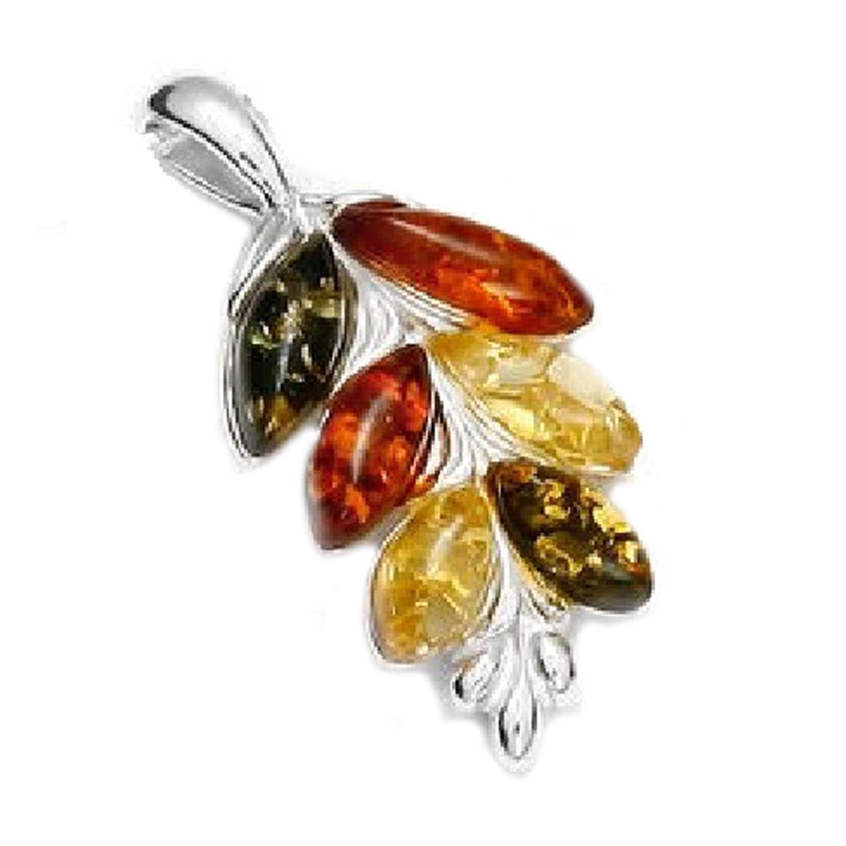 Les Trésors De Lily [Q6781] - Pendentif Argent 'Inspiration' Ambre 3 Tons (rhodié) - 19x12 Mm