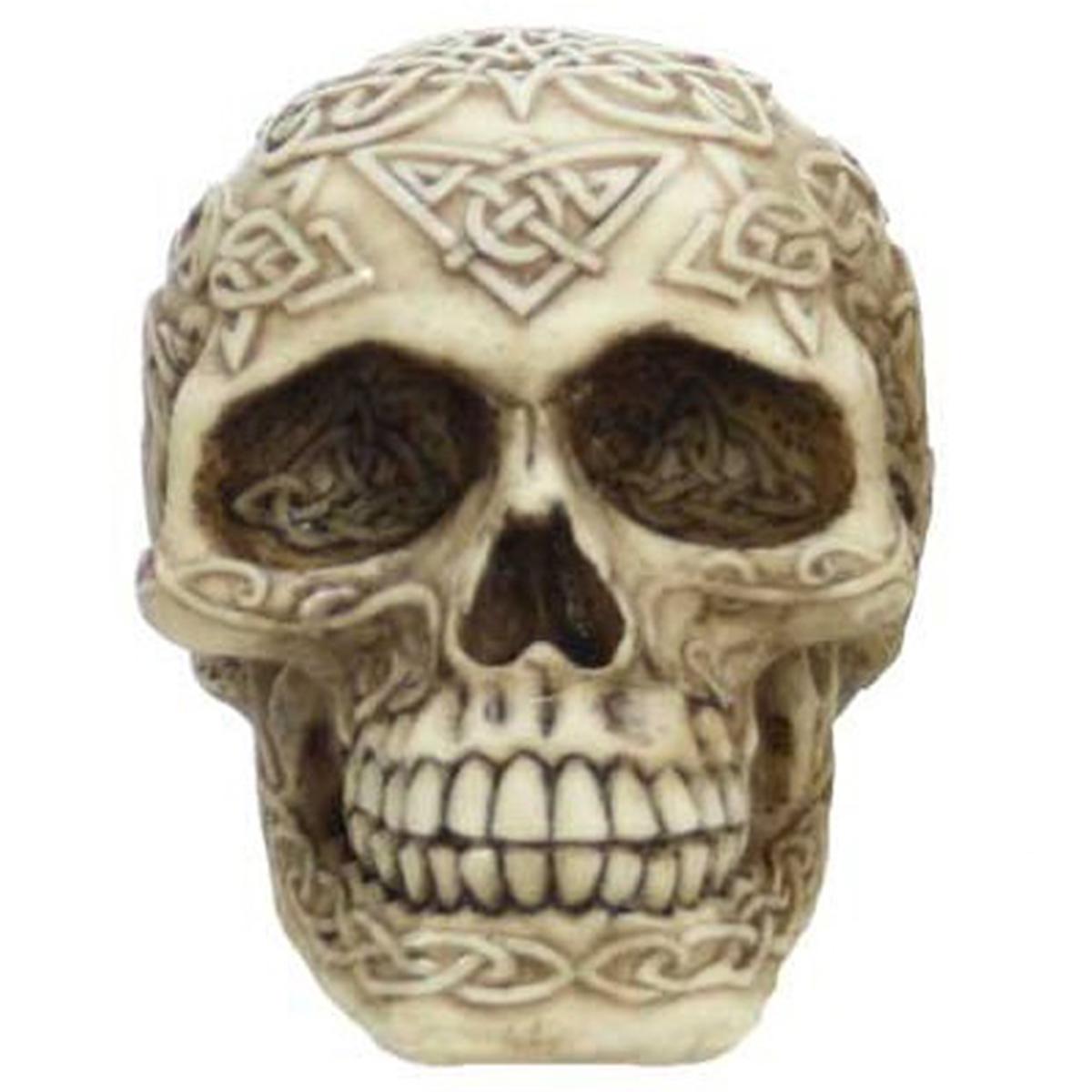 Les Trésors De Lily [R6678] - Figurine Résine 'Tête De Mort' Ivoire (celtic Tribal) - 95x67x65 Mm