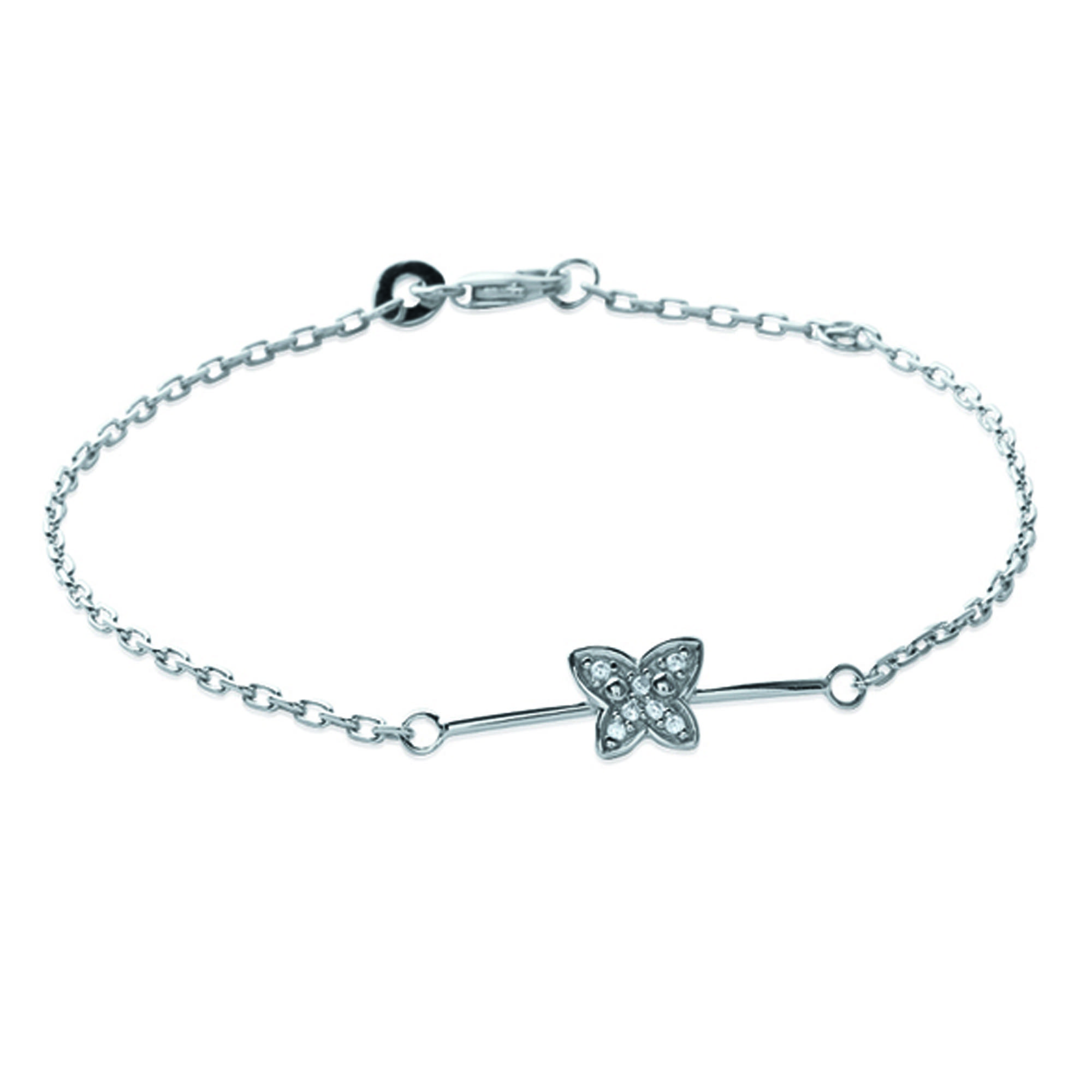 Les Trésors De Lily [K7786] - Bracelet Argent 'Papillon' Blanc Argenté (rhodié) - 22x7x6 Mm