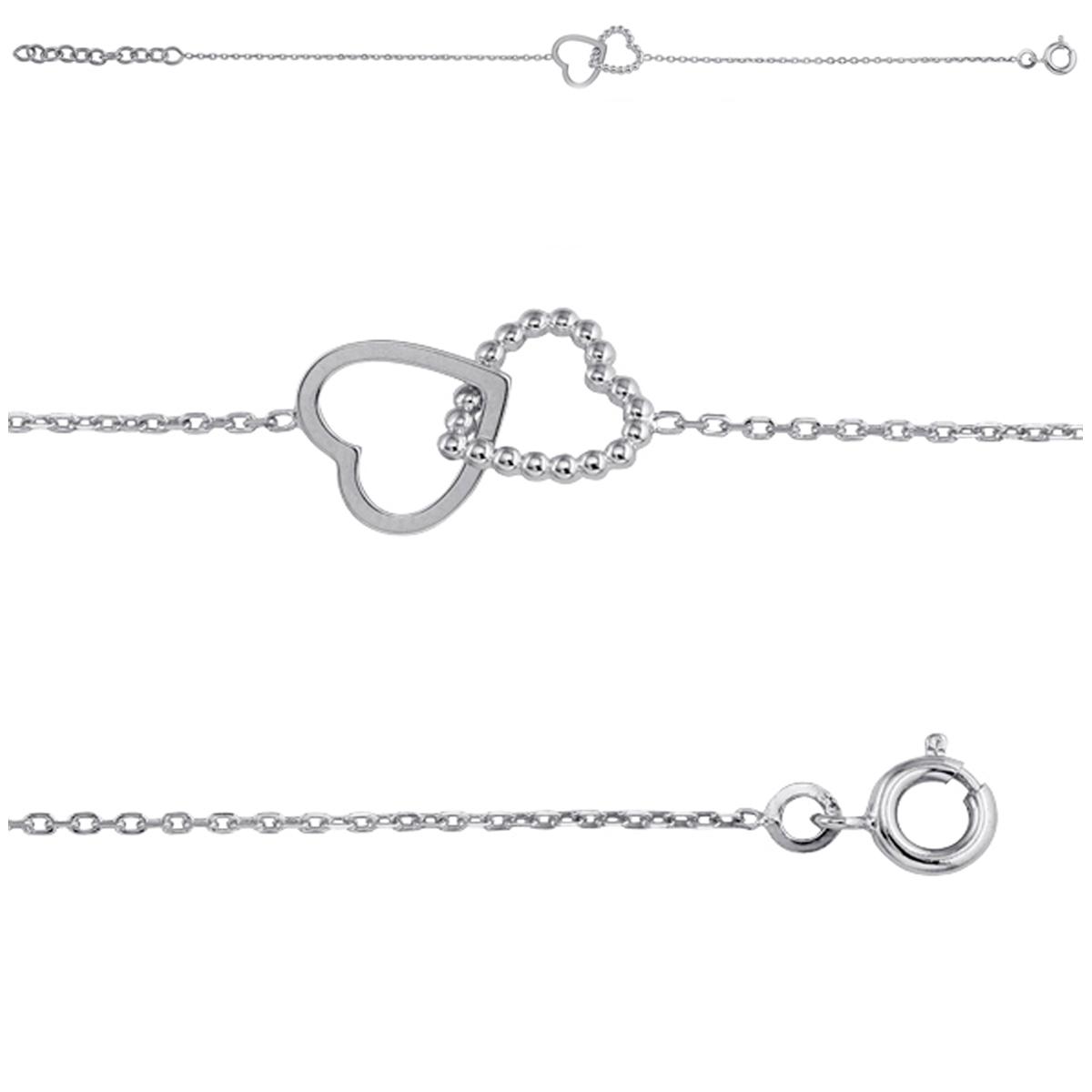 Altesse [M4973] - Bracelet Argent 'Love' 2 Coeurs