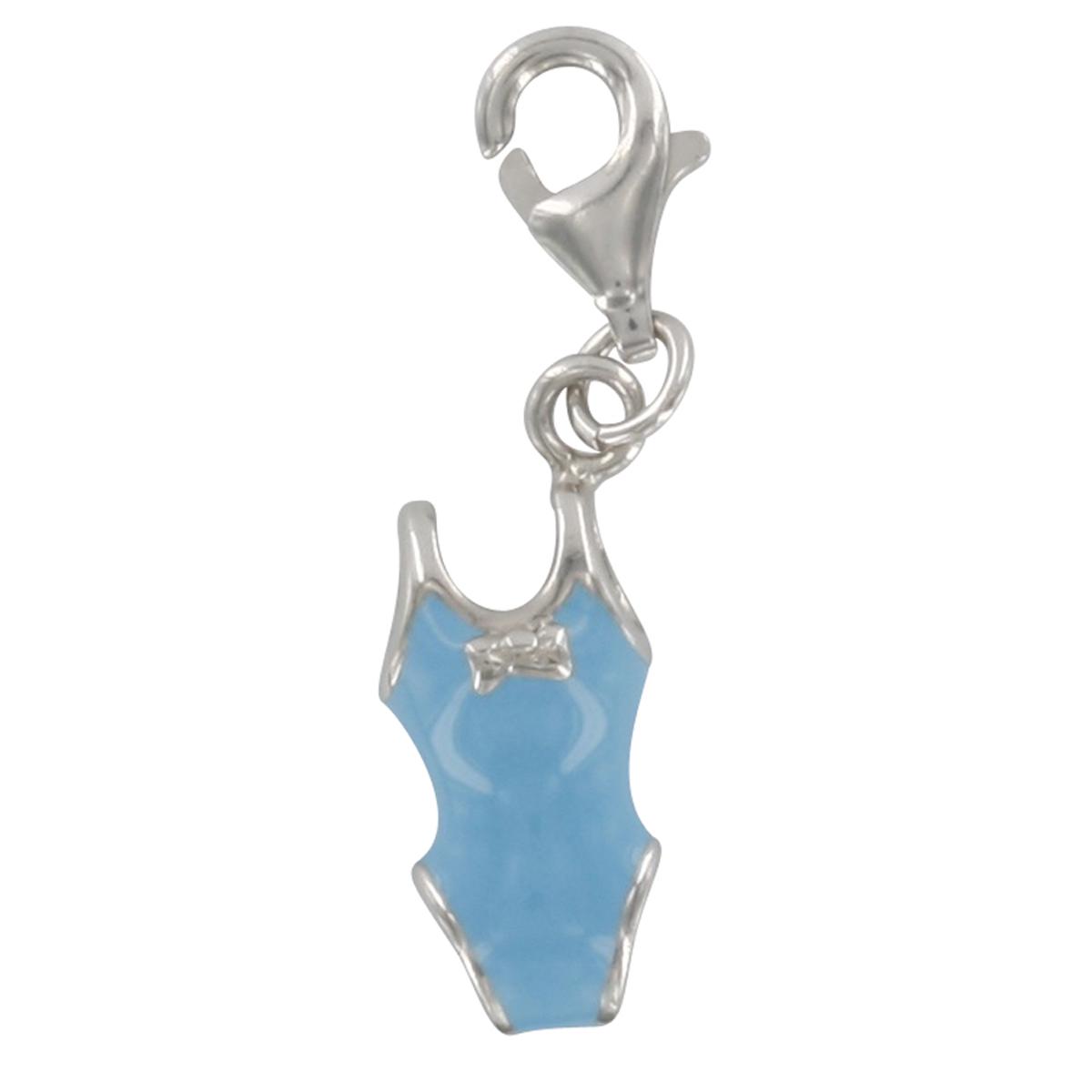 Les Trésors De Lily [Q4890] - Pendentif Charm Argent 'Maillot De Bain' Bleu Argenté (rhodié) - 15x7 Mm