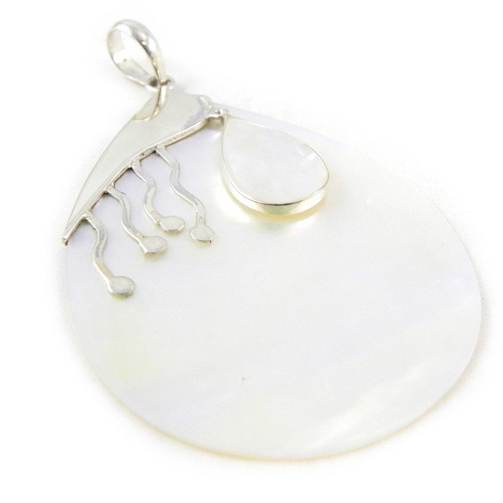 Les Trésors De Lily [C9318] - Pendentif Argent Artisanal 'Sagesse' Nacre Argenté - 50x40 Mm