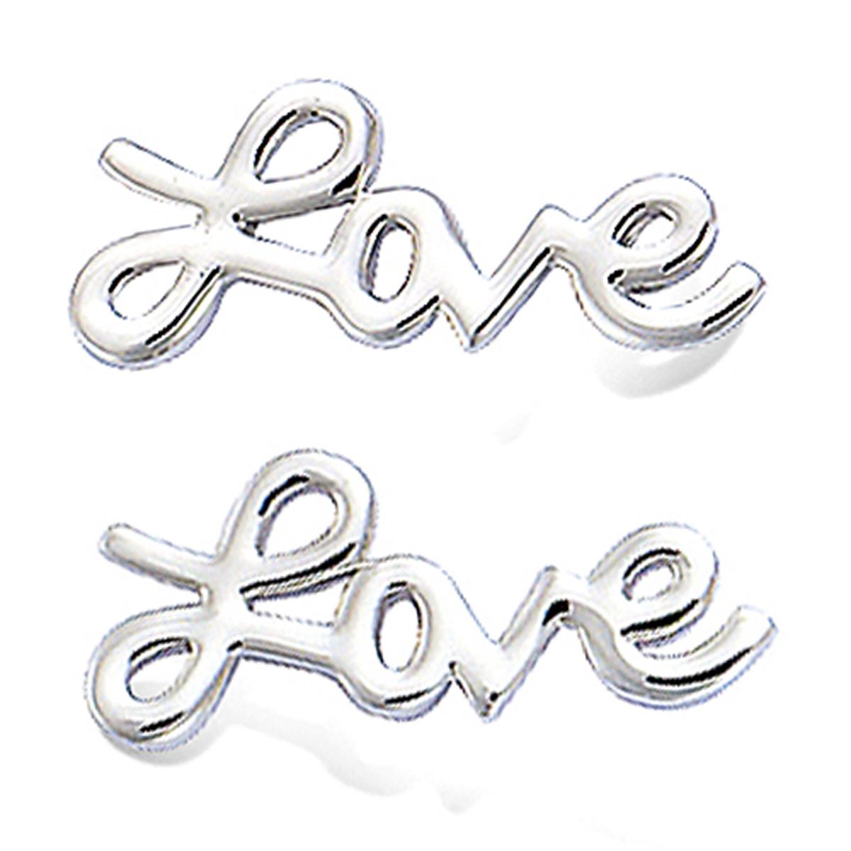 Les Trésors De Lily [M6222] - Boucles Argent 'Love' Argenté (rhodié) - 20x9 Mm