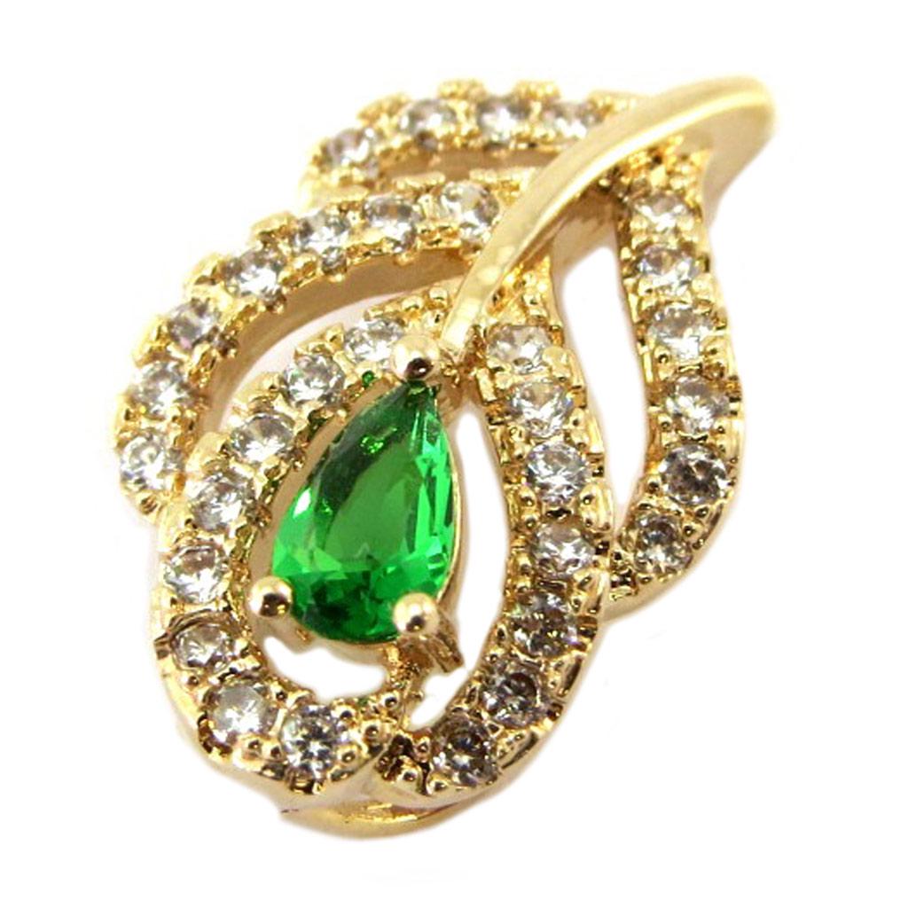 Les Trésors De Lily [P2313] - Pendentif Plaqué or 'Flora' Vert Doré - 15x10 Mm