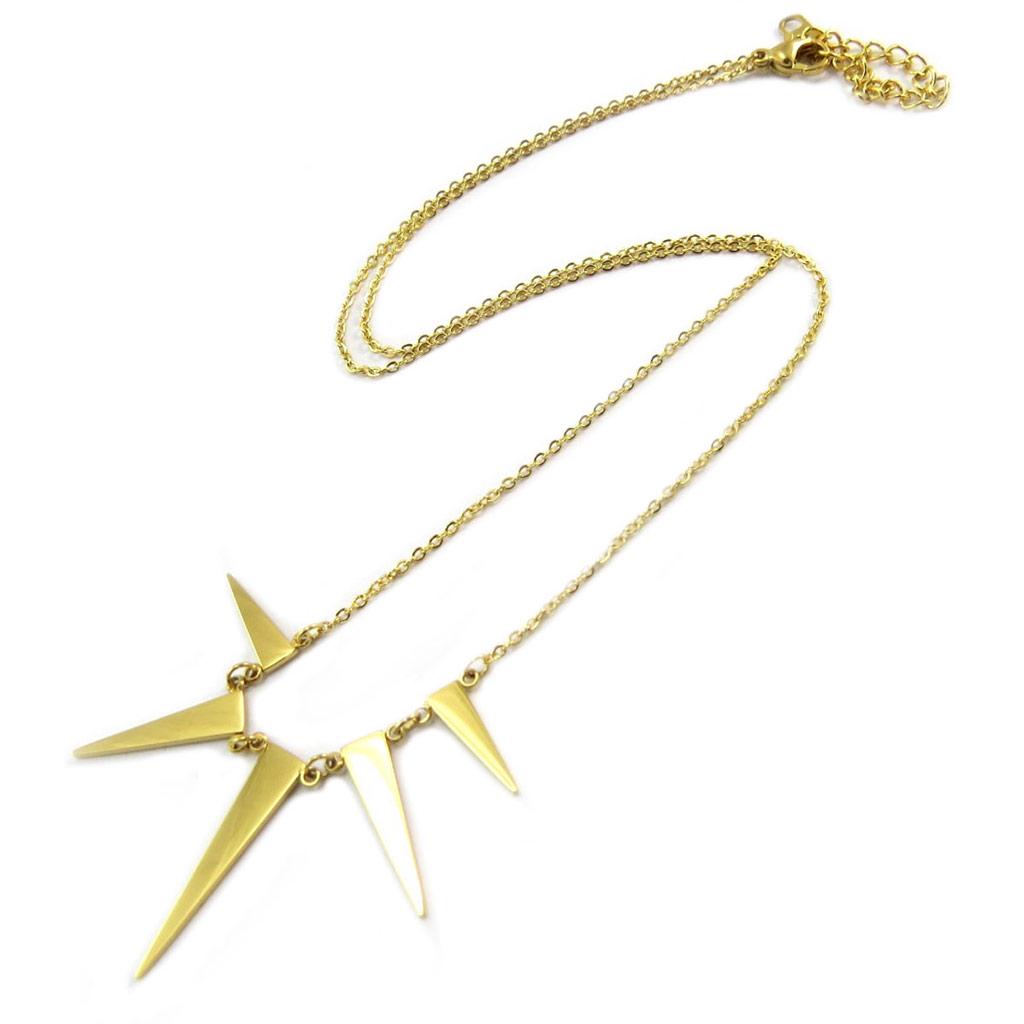 Les Trésors De Lily [P4890] - Collier Acier 'Triangles' Doré